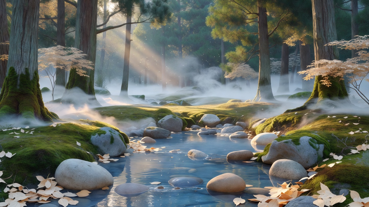 朝霧に包まれる森 - Morning mist over the grove
