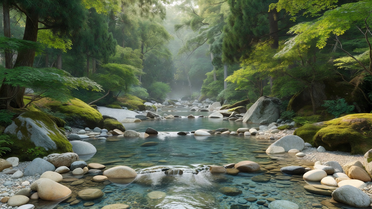 静謐な森の渓流 - Serene forest stream