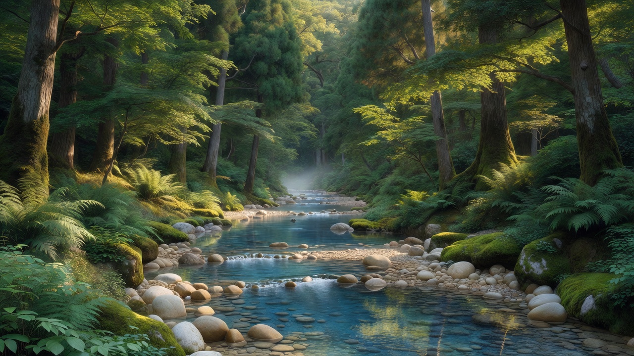 夏の緑陰と渓流 - Summer greenery along the stream